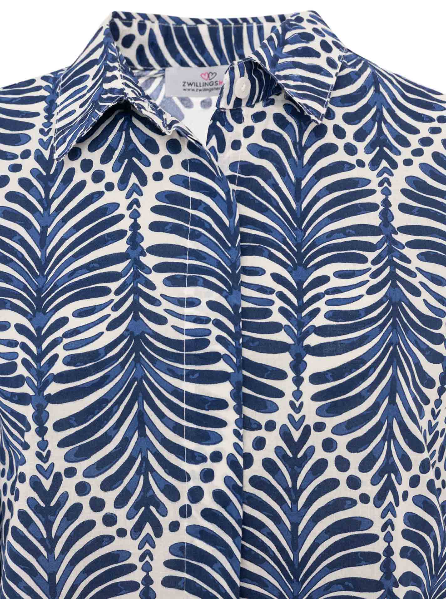 💕 Zwillingsherz Bluse Oversize "Palms & Beach" Blau