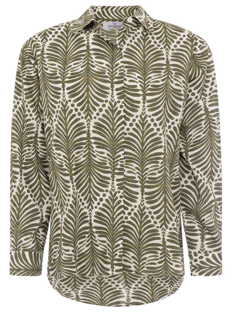 💕 Zwillingsherz Bluse Oversize "Palms & Beach" Khaki
