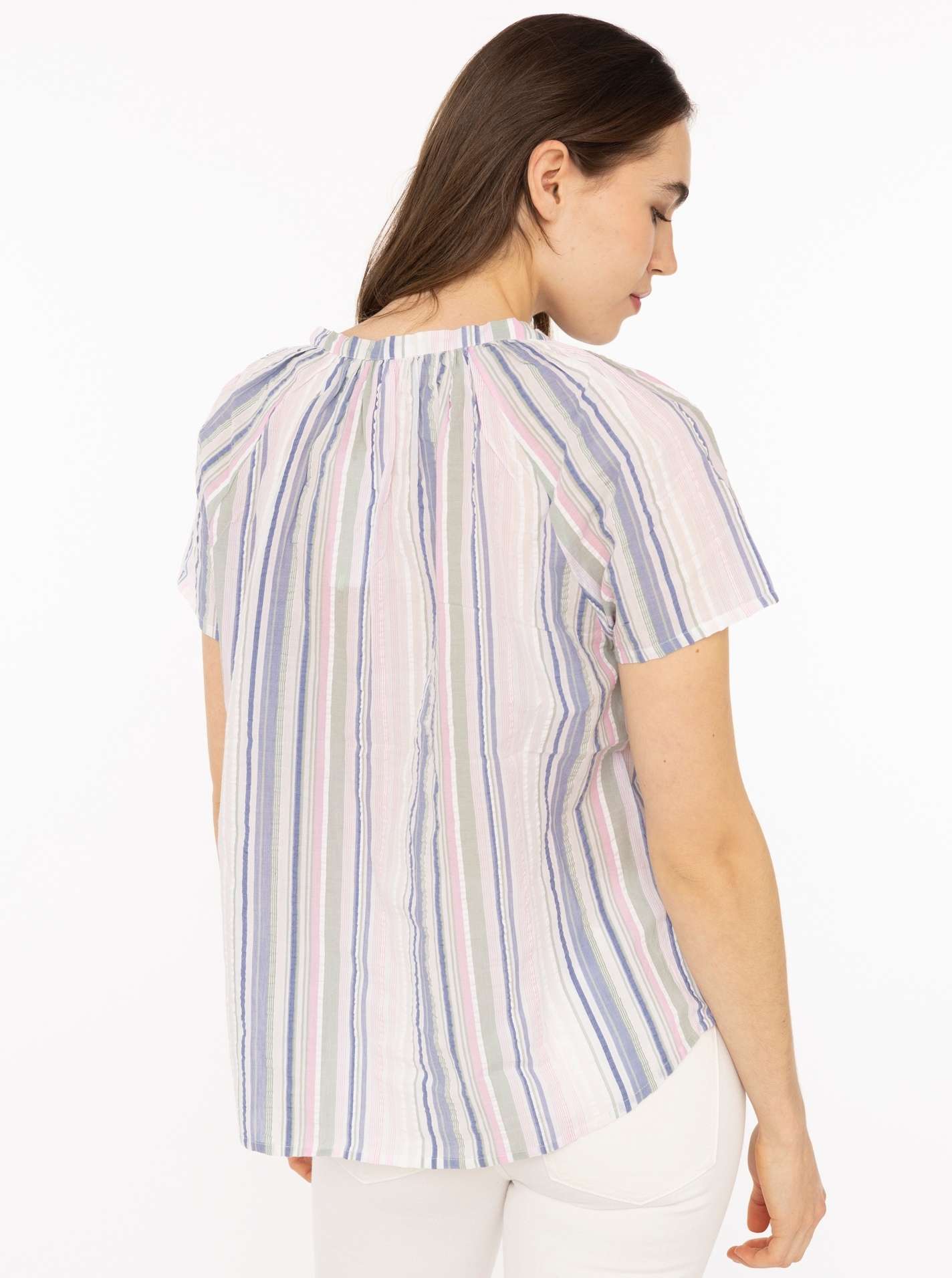 💕 Zwillingsherz Bluse Kurzarm "Summer Stripes" Weiß