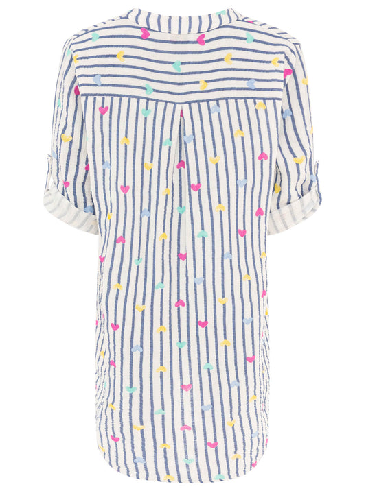 💕 Zwillingsherz Tunika "Stripes & Hearts" Jeansblau
