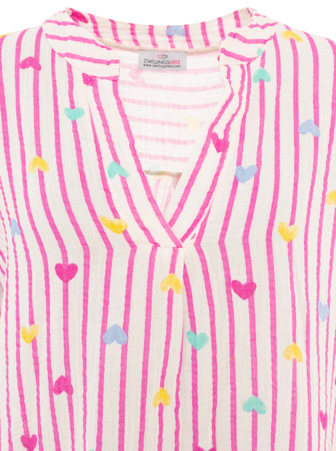 💕 Zwillingsherz Tunika "Stripes & Hearts" Pink