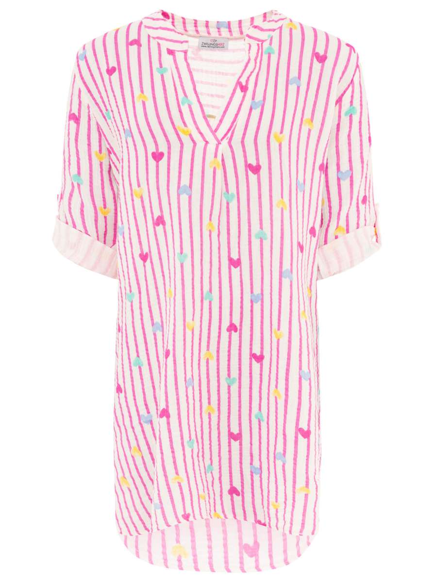 💕 Zwillingsherz Tunika "Stripes & Hearts" Pink