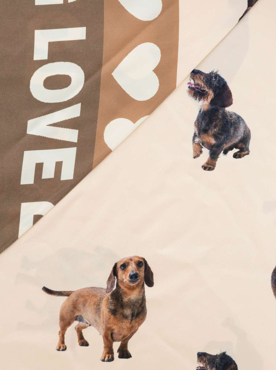💕 Zwillingsherz Dreieckstuch "Dog Love" Beige