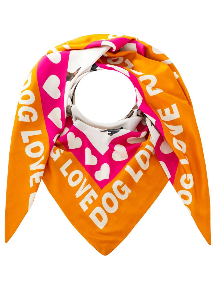 💕 Zwillingsherz Dreieckstuch "Dog Love" Orange