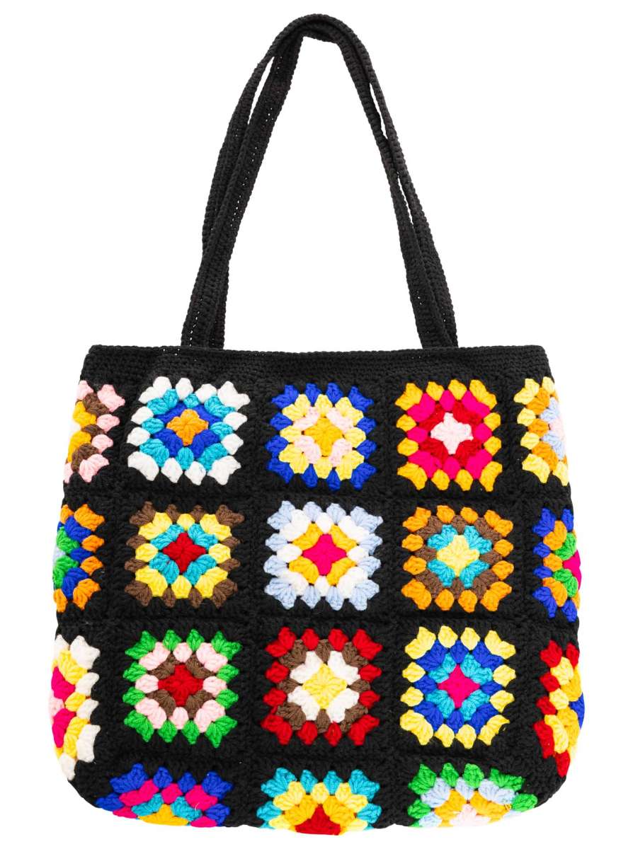 💕 Zwillingsherz Häkeltasche "Neon"  Schwarz