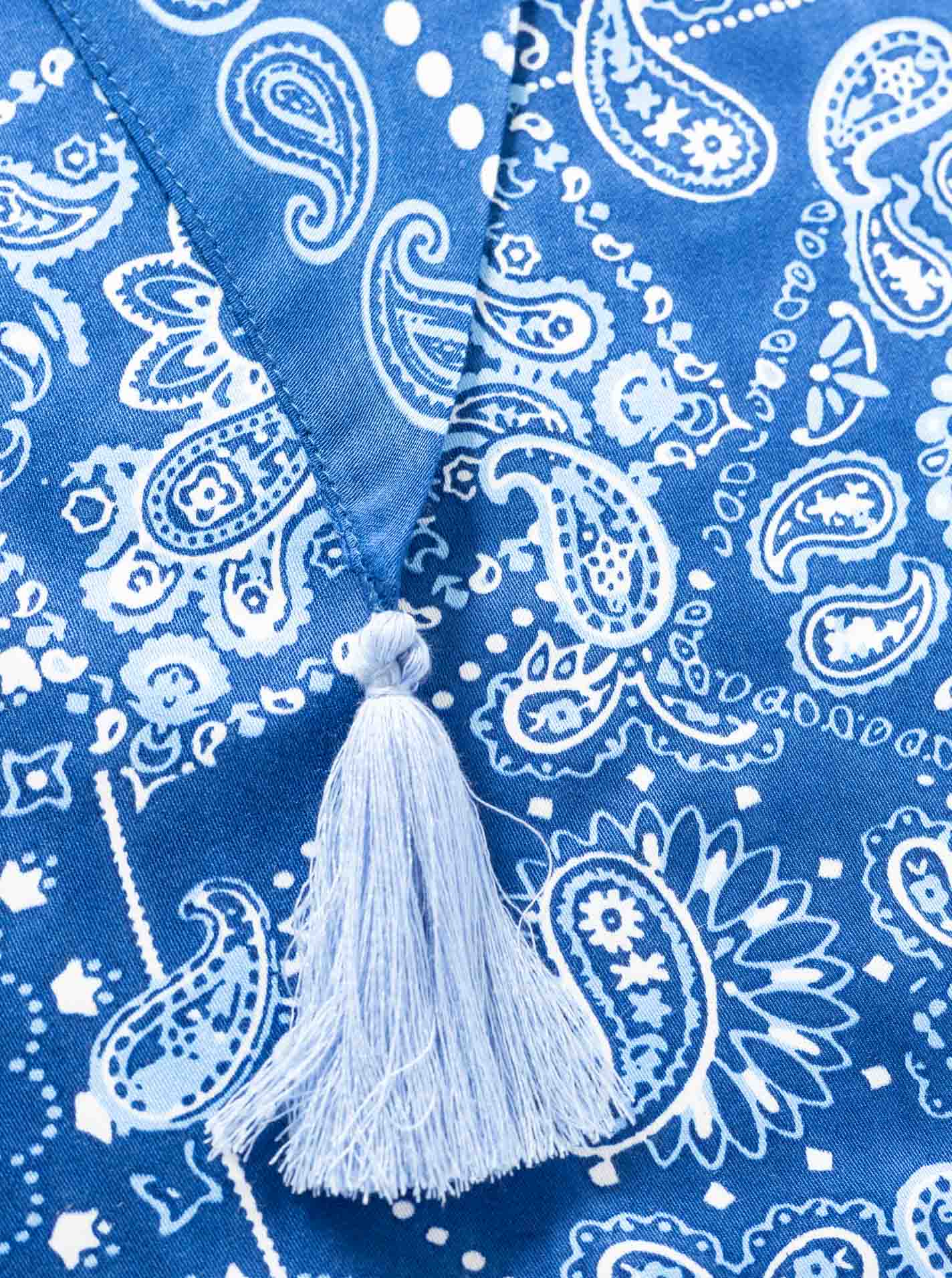 💕 Zwillingsherz Dreieckstuch "Blue Paisley" Organic Bamboo Marine