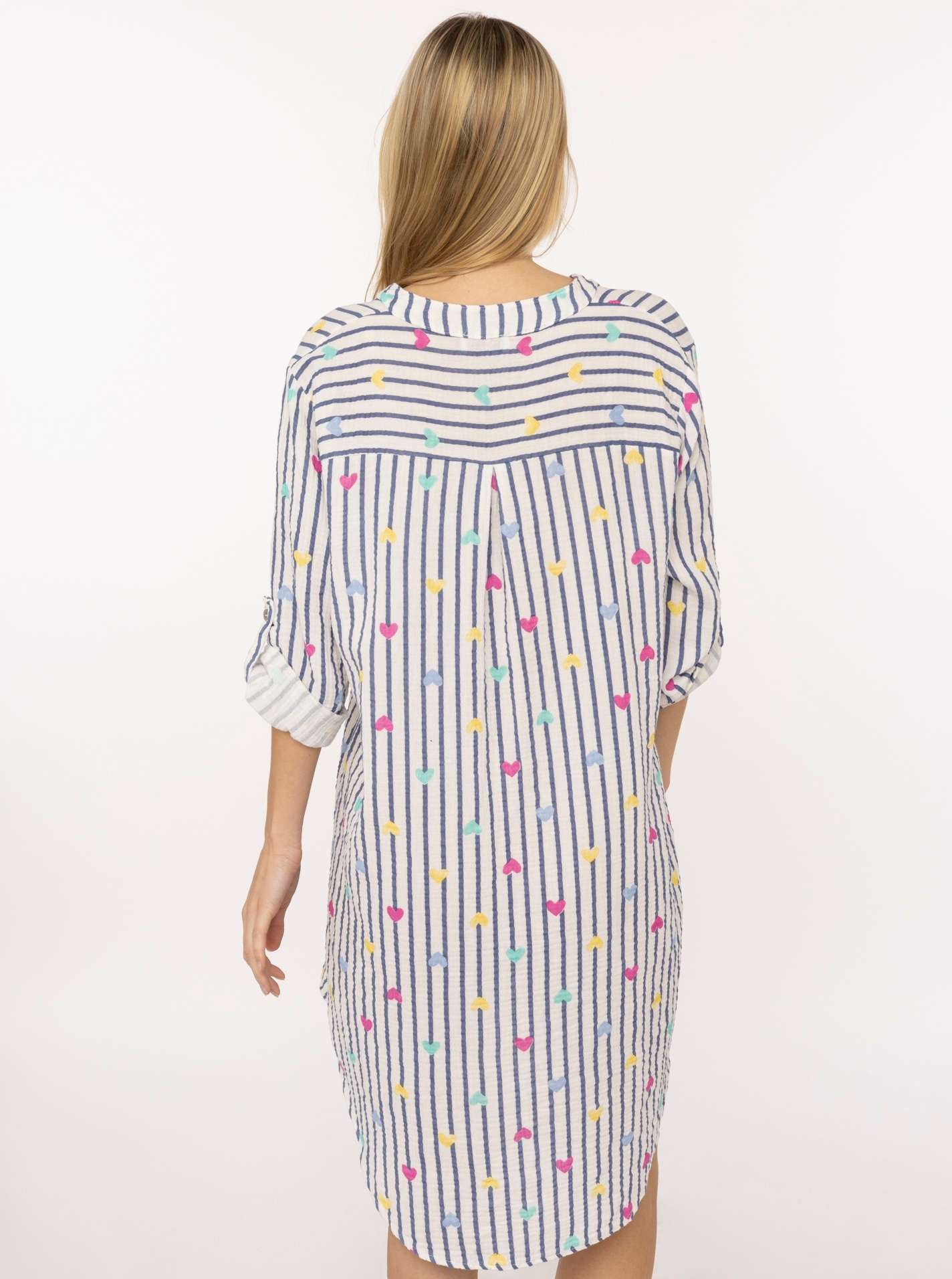 💕 Zwillingsherz Tunika "Stripes & Hearts" Jeansblau
