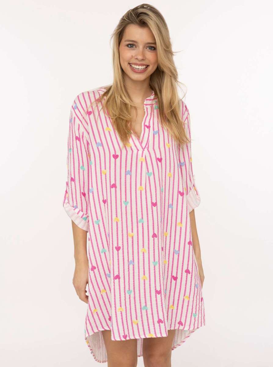 💕 Zwillingsherz Tunika "Stripes & Hearts" Pink
