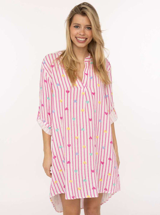 💕 Zwillingsherz Tunika "Stripes & Hearts" Pink