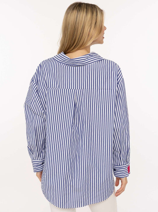 💕 Zwillingsherz Bluse Oversize "Streifen & Amore" Navy
