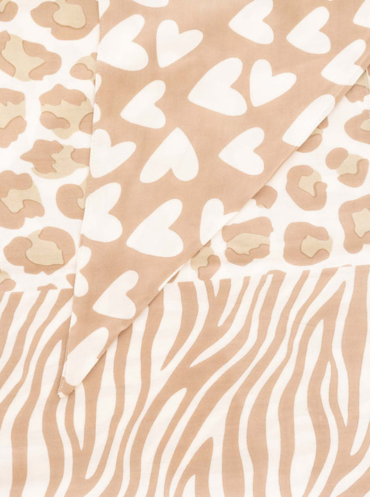 💕 Zwillingsherz Dreieckstuch "Animal Love" Organic Bamboo Beige