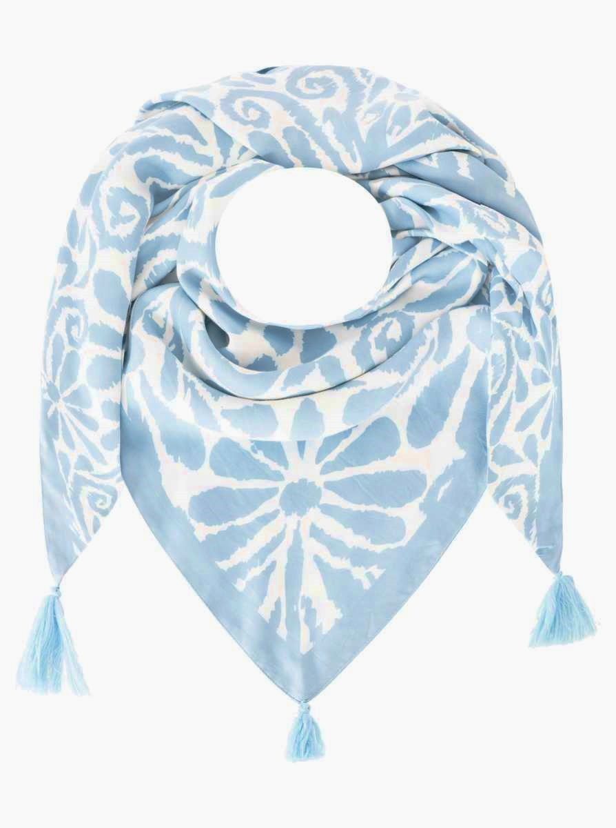 💕 Zwillingsherz Dreieckstuch "Flower Fun" Organic Bamboo Hellblau