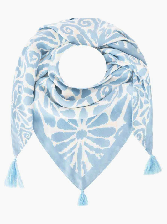💕 Zwillingsherz Dreieckstuch "Flower Fun" Organic Bamboo Hellblau
