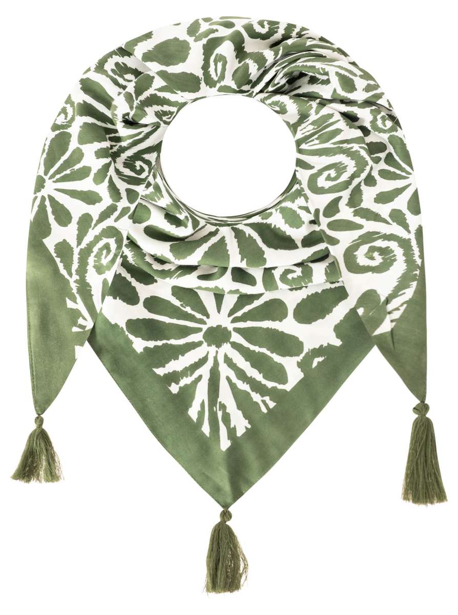 💕 Zwillingsherz Dreieckstuch "Flower Fun" Organic Bamboo Olive