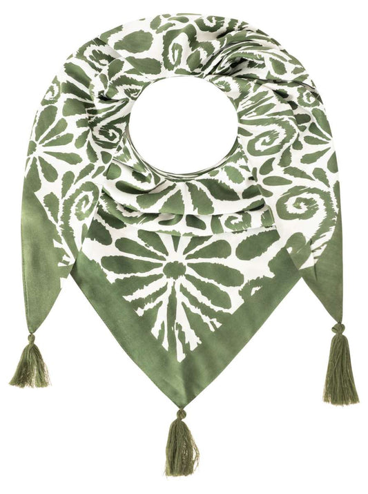 💕 Zwillingsherz Dreieckstuch "Flower Fun" Organic Bamboo Olive