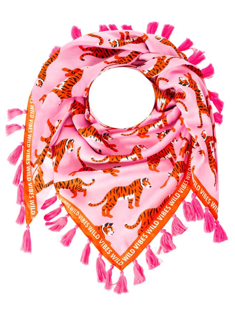 💕 Zwillingsherz Dreieckstuch "Wild Vibes" Organic Bamboo Pink