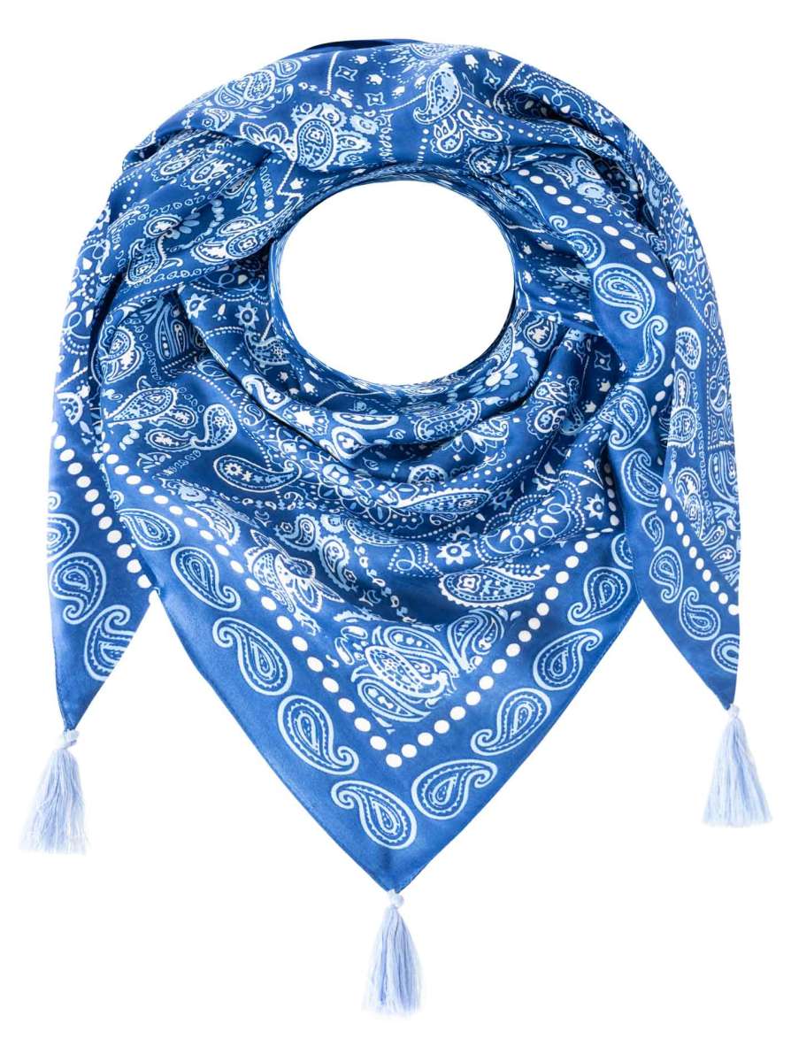 💕 Zwillingsherz Dreieckstuch "Blue Paisley" Organic Bamboo Marine