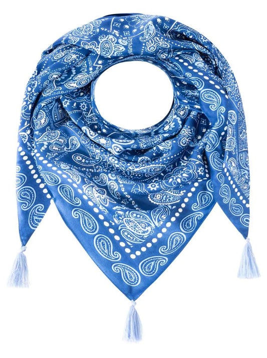 💕 Zwillingsherz Dreieckstuch "Blue Paisley" Organic Bamboo Marine