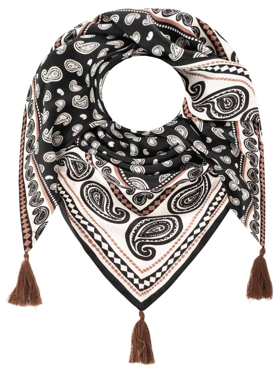 💕 Zwillingsherz Dreieckstuch "Geometric Paisley" Organic Bamboo Schwarz