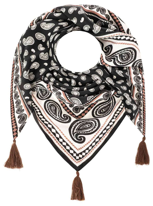 💕 Zwillingsherz Dreieckstuch "Geometric Paisley" Organic Bamboo Schwarz