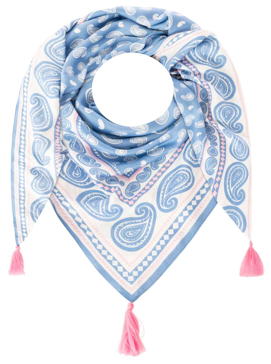 💕 Zwillingsherz Dreieckstuch "Geometric Paisley" Organic Bamboo Blau