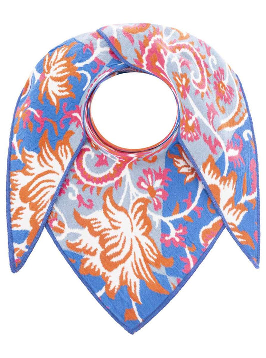 💕 Zwillingsherz Dreieckstuch "Blumen Paisley" Blau