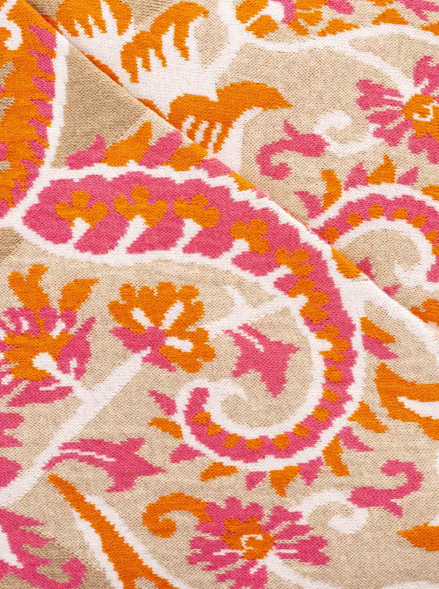 💕 Zwillingsherz Dreieckstuch "Blumen Paisley" Beige