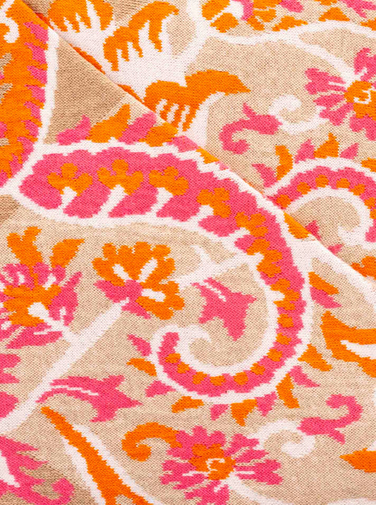 💕 Zwillingsherz Dreieckstuch "Blumen Paisley" Beige