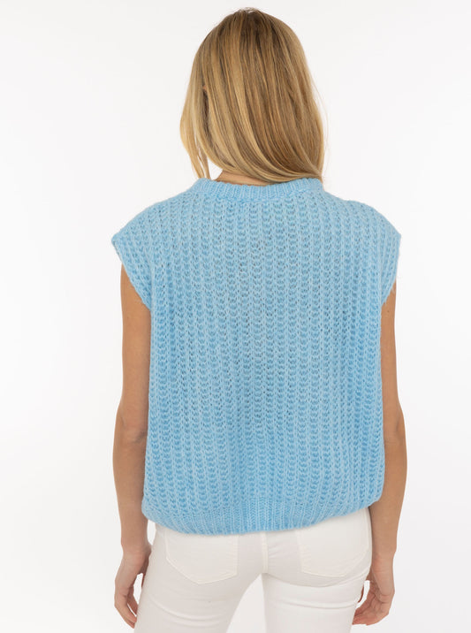 💕 Zwillingsherz Grobstrick Weste "Colors" Hellblau