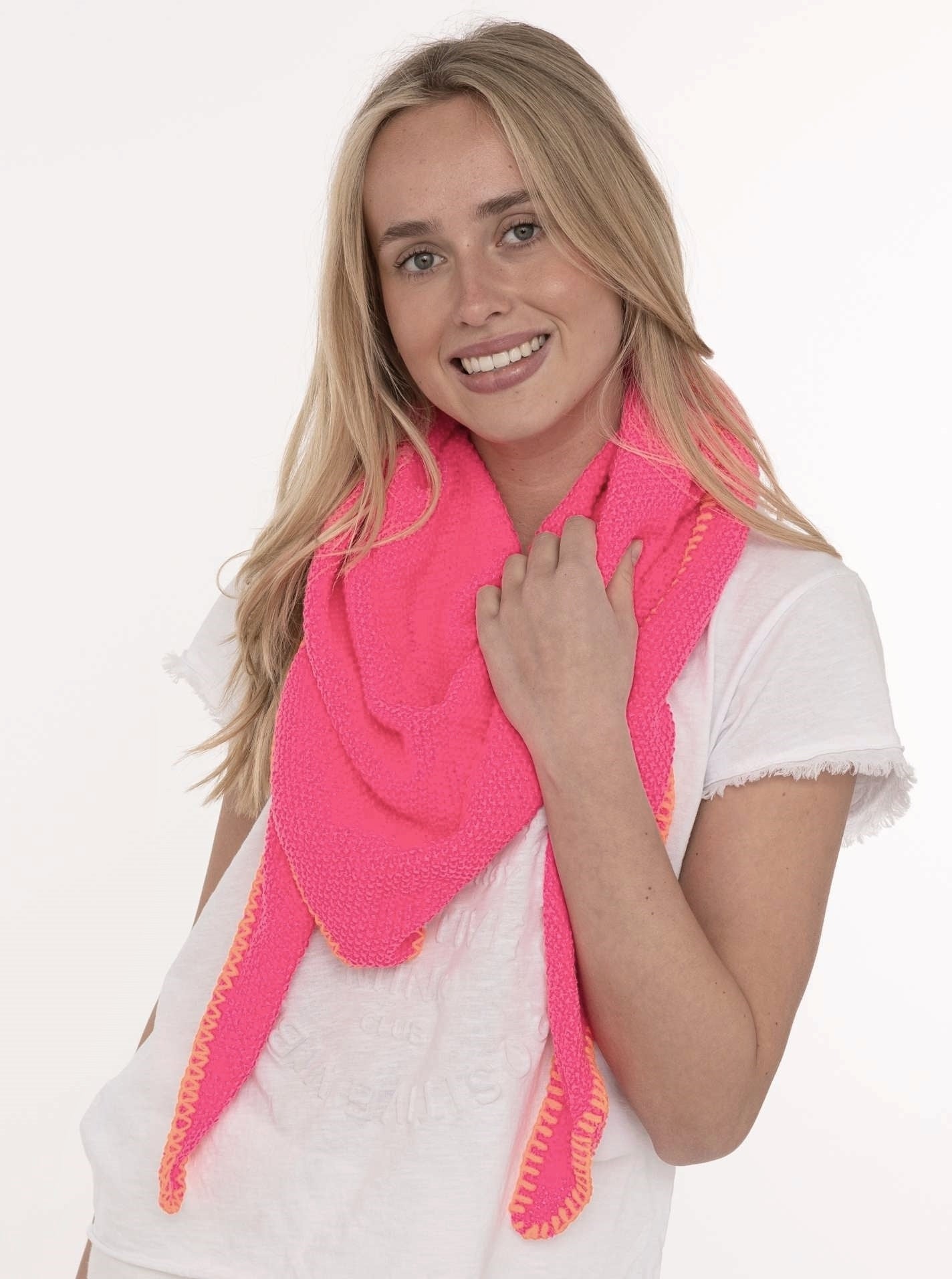💕 Zwillingsherz Dreieckstuch "Uni Fringe" Pink