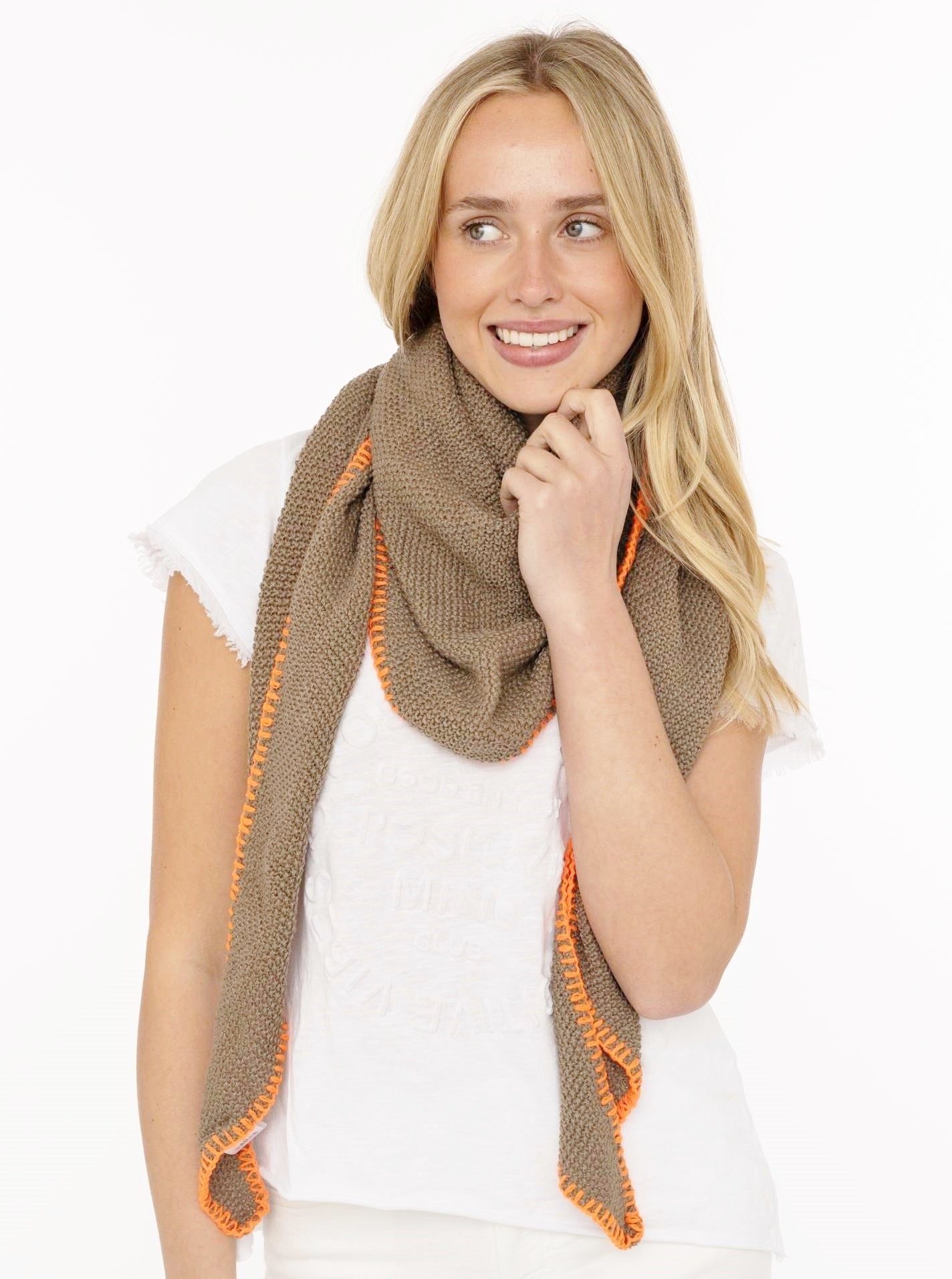 💕 Zwillingsherz Dreieckstuch "Uni Fringe" Taupe