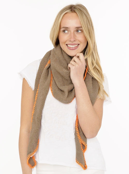 💕 Zwillingsherz Dreieckstuch "Uni Fringe" Taupe
