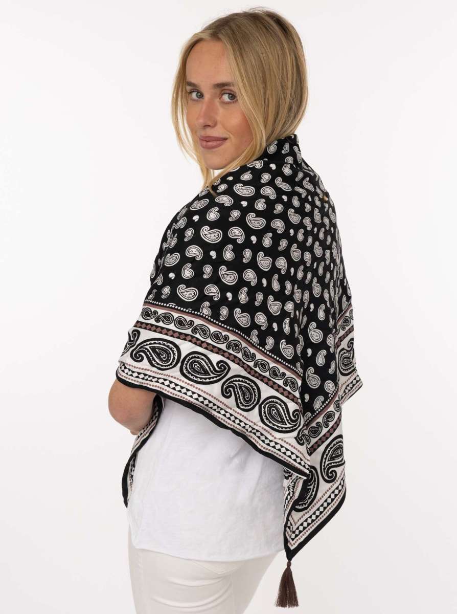 💕 Zwillingsherz Dreieckstuch "Geometric Paisley" Organic Bamboo Schwarz