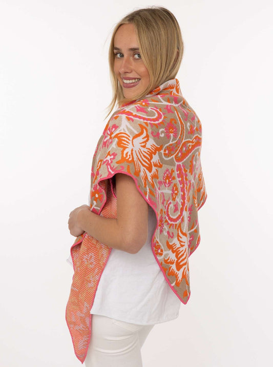 💕 Zwillingsherz Dreieckstuch "Blumen Paisley" Beige