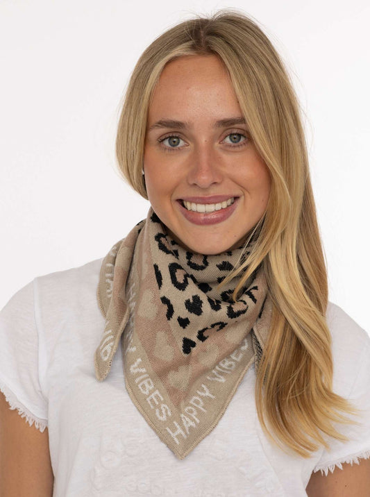 💕 Zwillingsherz Kleines Halstuch BW "Happy Vibes" Beige