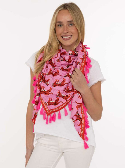 💕 Zwillingsherz Dreieckstuch "Wild Vibes" Organic Bamboo Pink