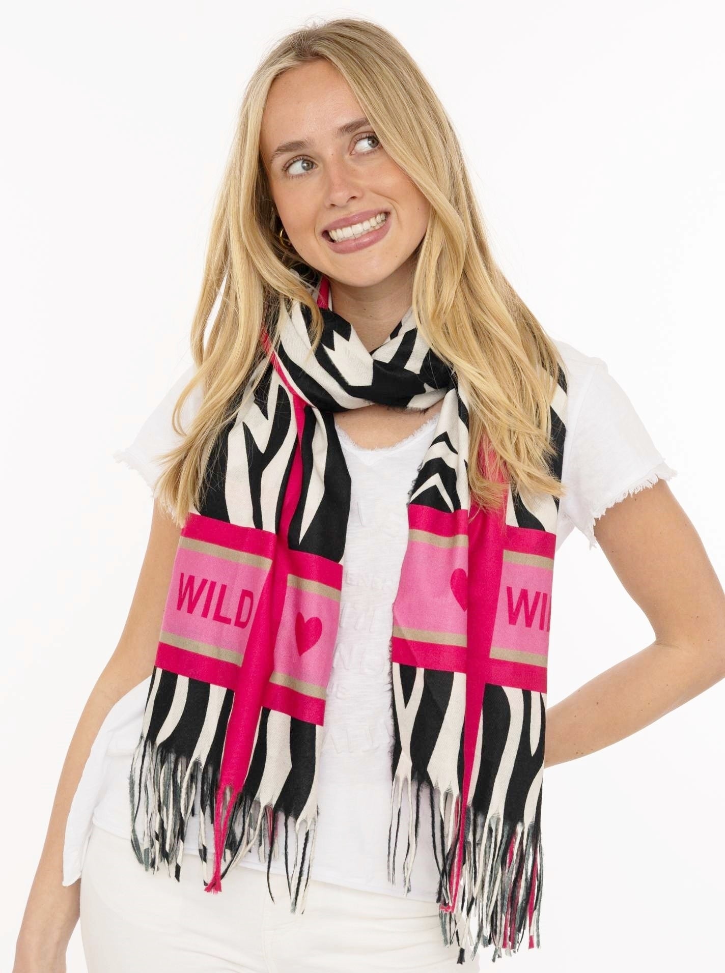 💕 Zwillingsherz Schal "Wild Zebra" Schwarz