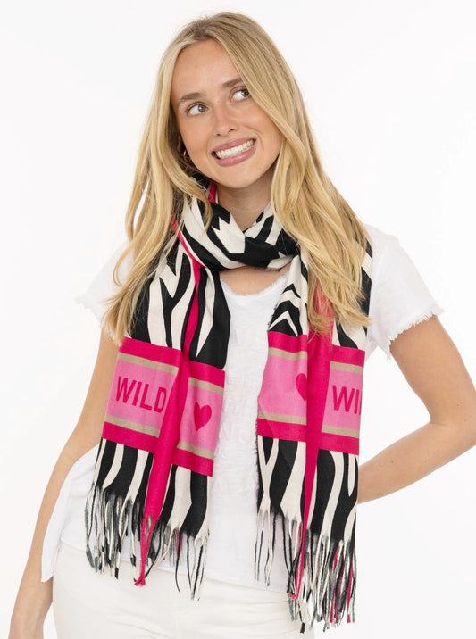 💕 Zwillingsherz Schal "Wild Zebra" Schwarz