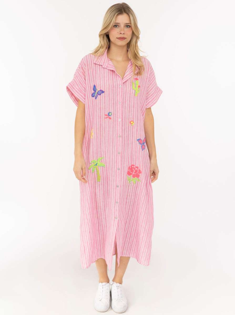 💕 Zwillingsherz XXL Tunika Leinen Mix "Summer & Sun" Pink