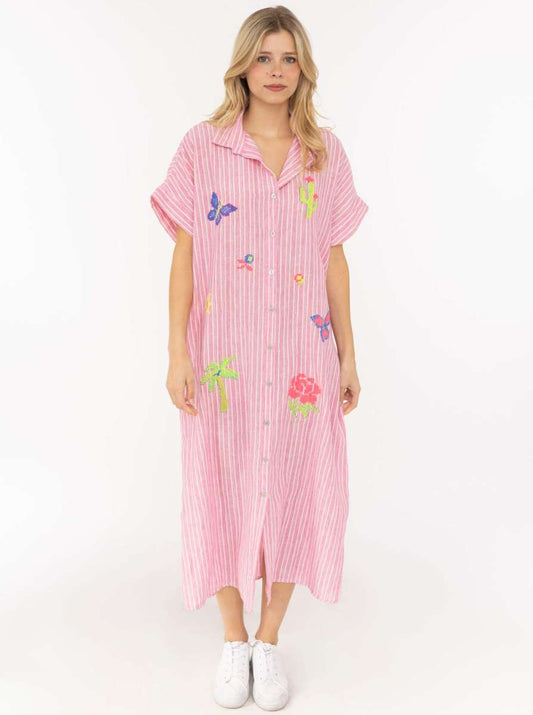 💕 Zwillingsherz XXL Tunika Leinen Mix "Summer & Sun" Pink