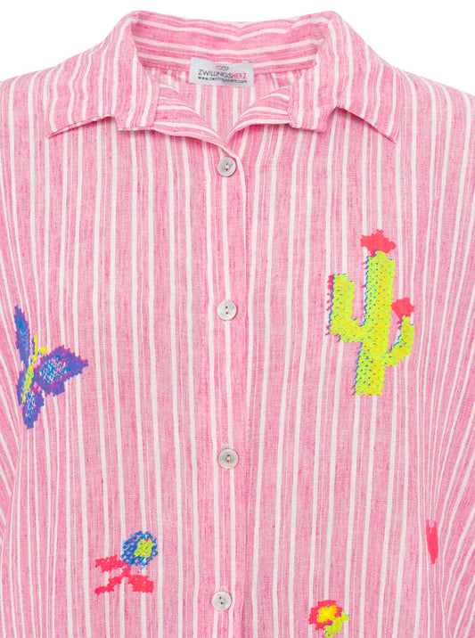 💕 Zwillingsherz XXL Tunika Leinen Mix "Summer & Sun" Pink