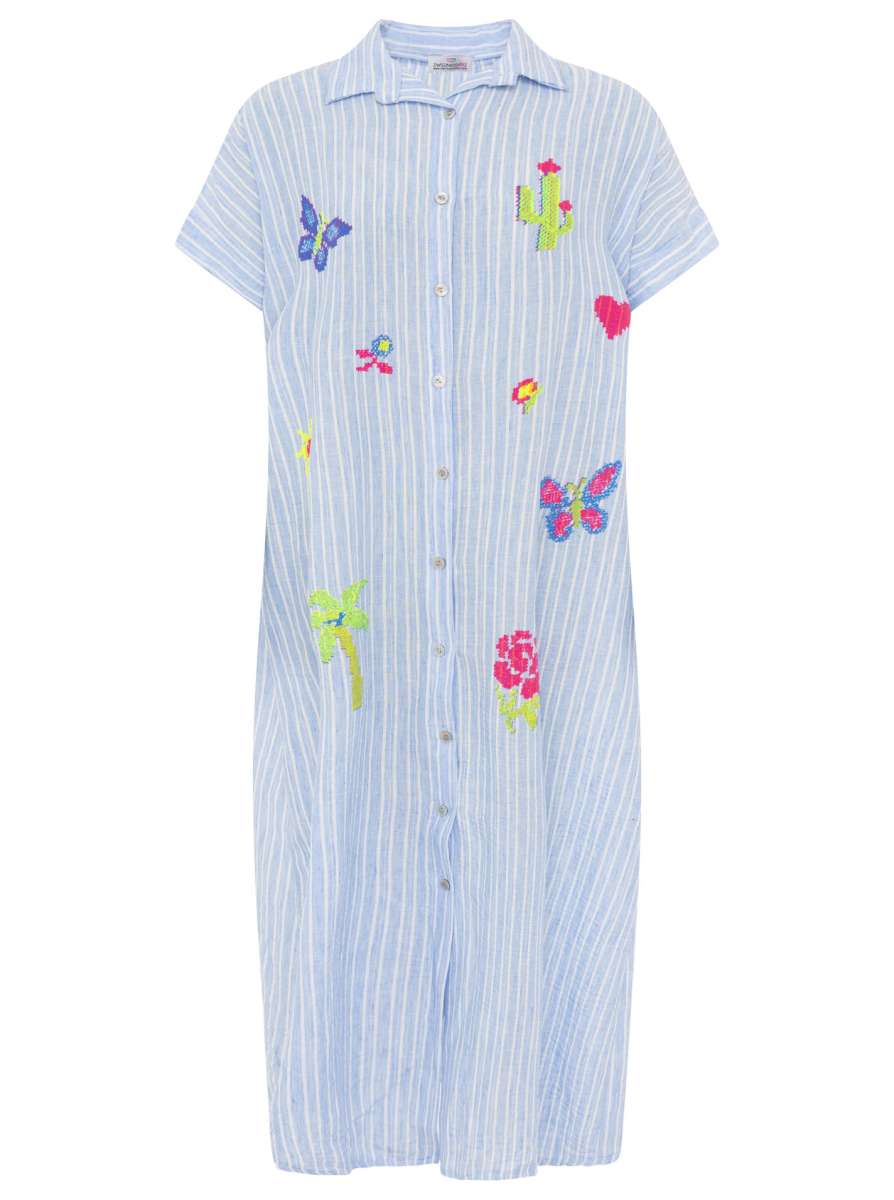 💕 Zwillingsherz XXL Tunika Leinen Mix "Summer & Sun" Blau