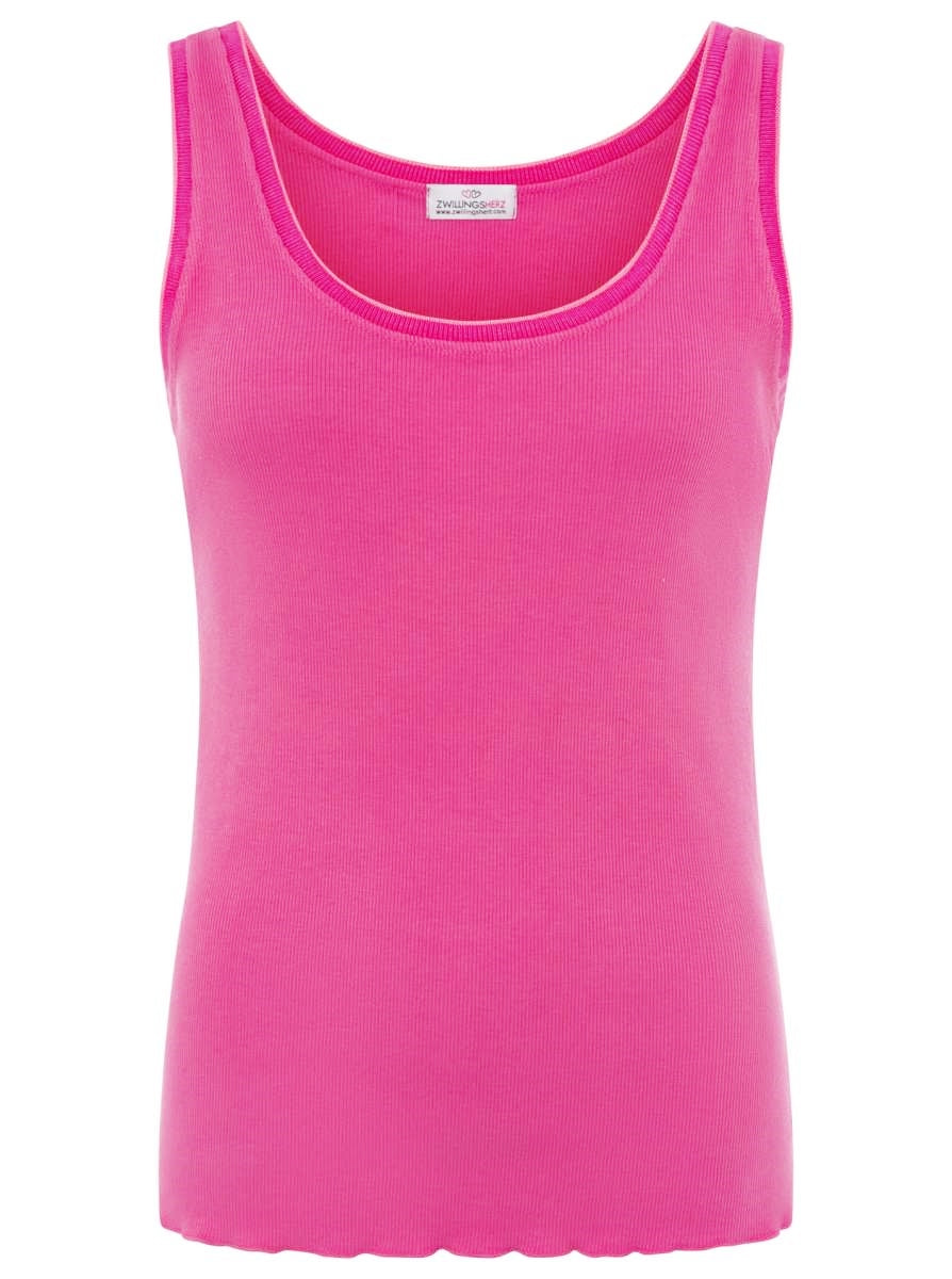 💕 Zwillingsherz Top "Neon" Tanktop Pink Rand Pink