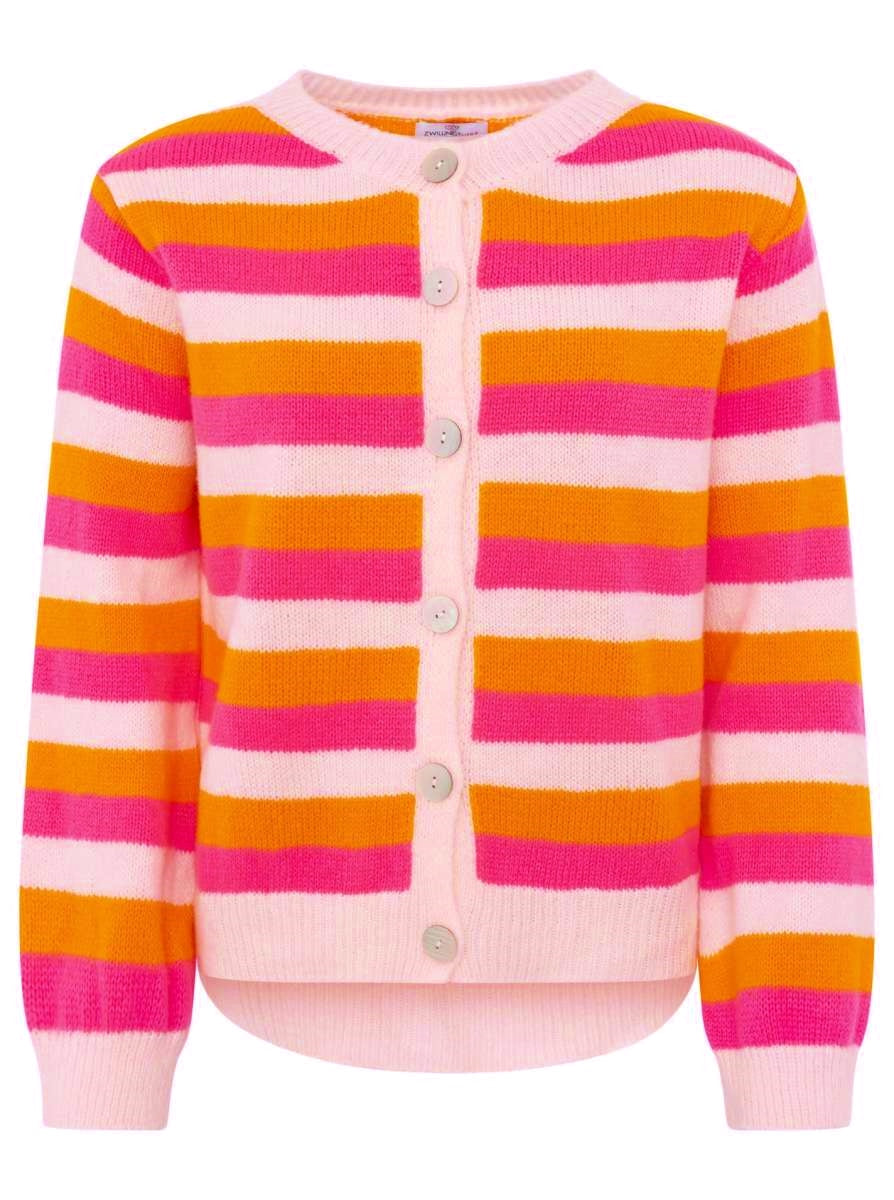 💕 Zwillingsherz Cardigan Wollmix "Bunte Streifen" Pink