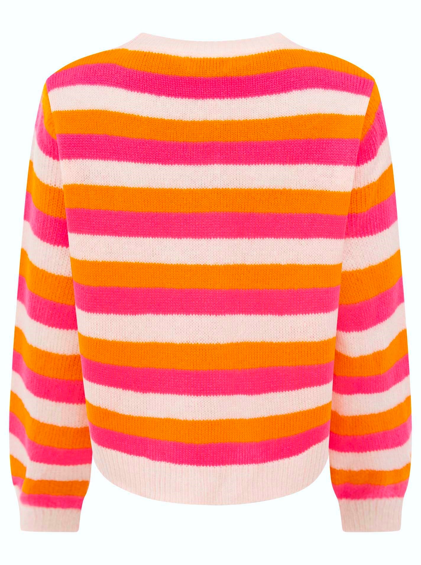 💕 Zwillingsherz Cardigan Wollmix "Bunte Streifen" Pink