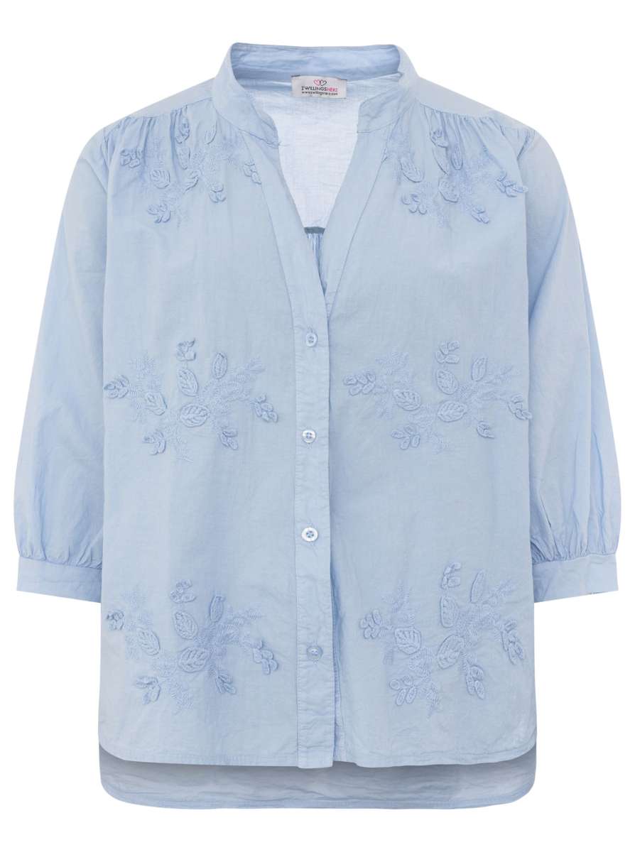 💕 Zwillingsherz Bluse BW "Floral" Hellblau