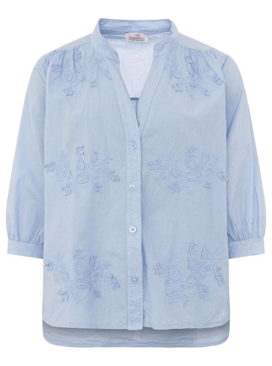 💕 Zwillingsherz Bluse BW "Floral" Hellblau