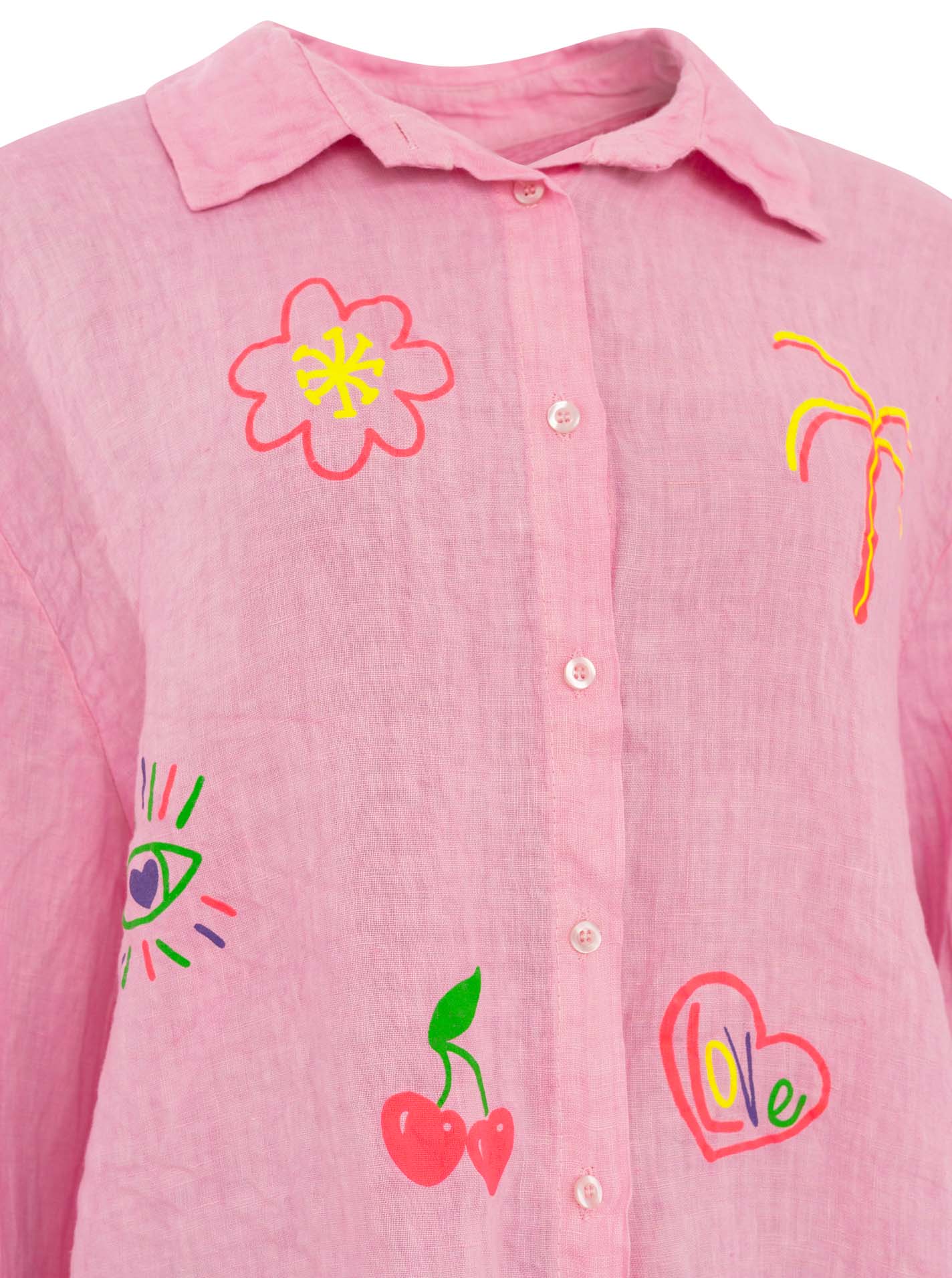 💕 Zwillingsherz 100 % Leinen Bluse "Neon" Pink