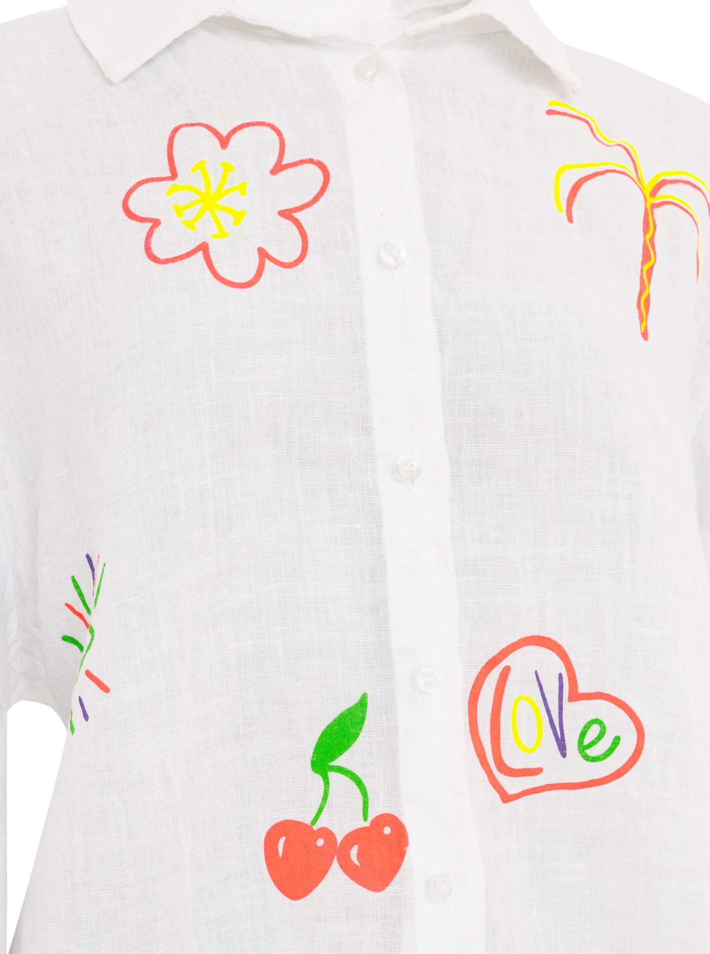 💕 Zwillingsherz 100 % Leinen Bluse "Neon" Weiß