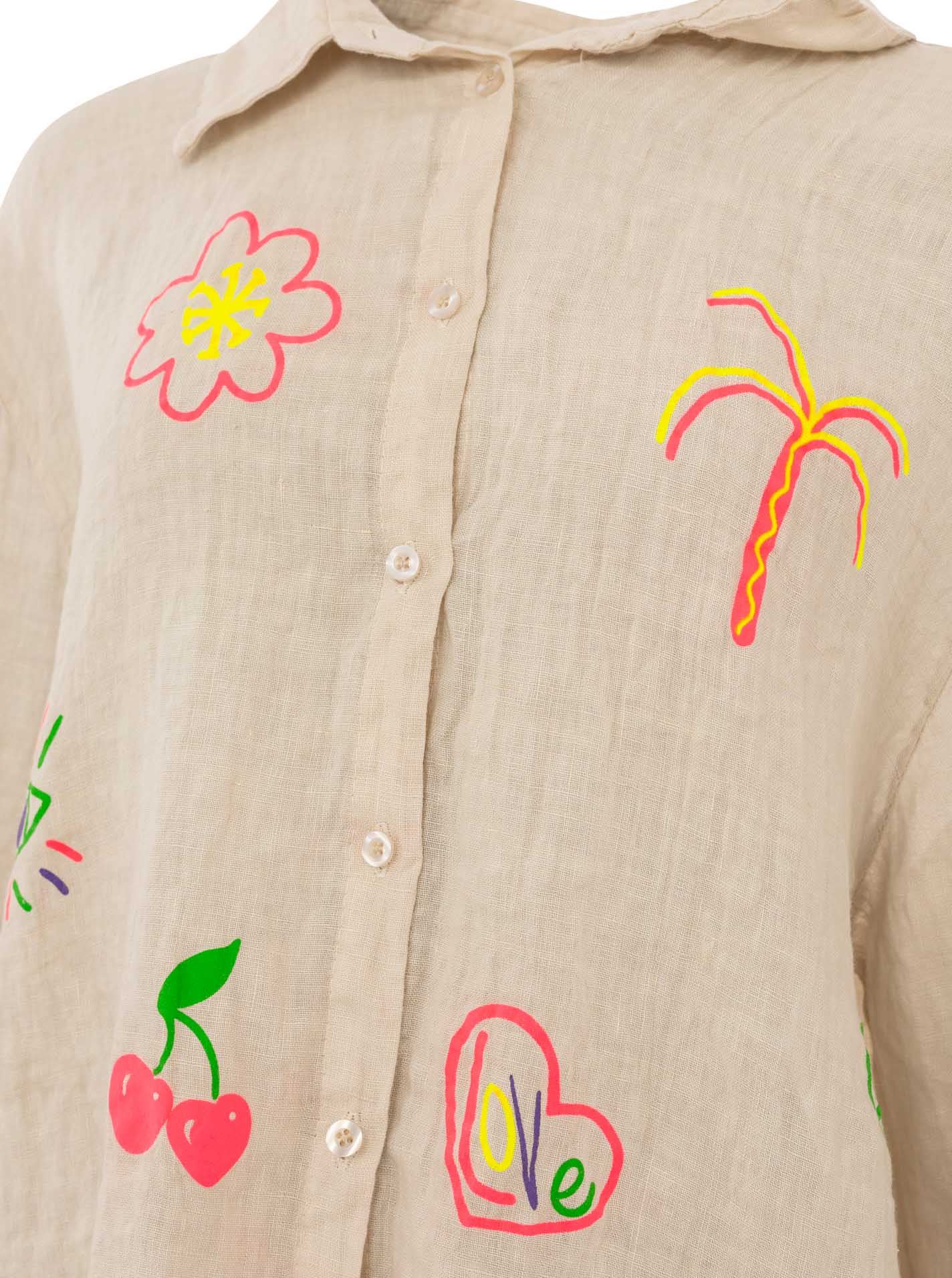 💕 Zwillingsherz 100 % Leinen Bluse "Neon" Beige